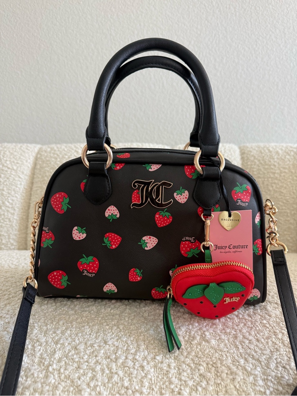 Juicy Couture Black Bag w/ Strawberry Print 🍓